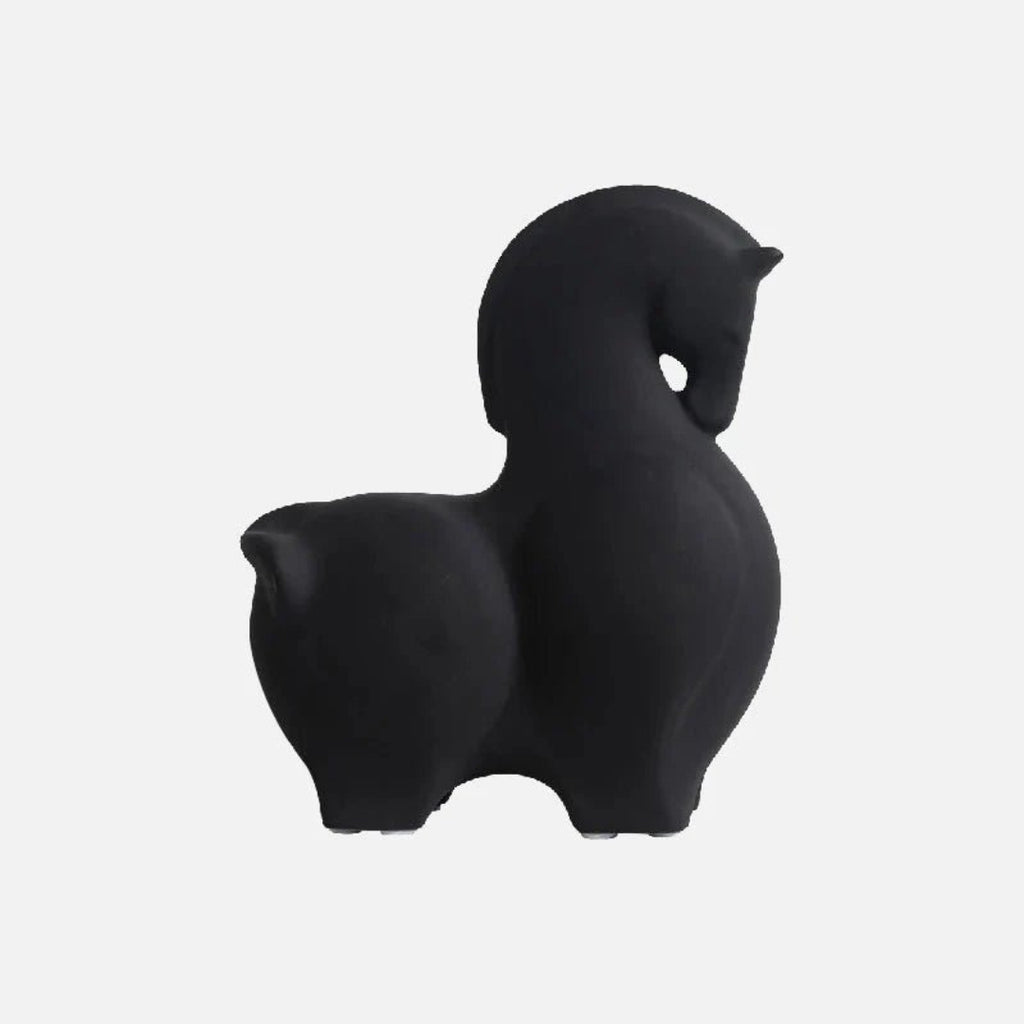 Sculptural Ceramic Animal Figure | Modern Interior Accent Black Down
