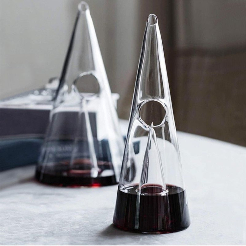 Modern Wine Decanter Carafe | Conical Glass Design Serve
