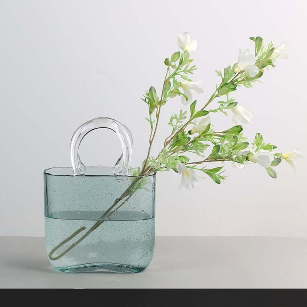 Modern Handbag Glass Vase | Chic Decorative Accent Home
