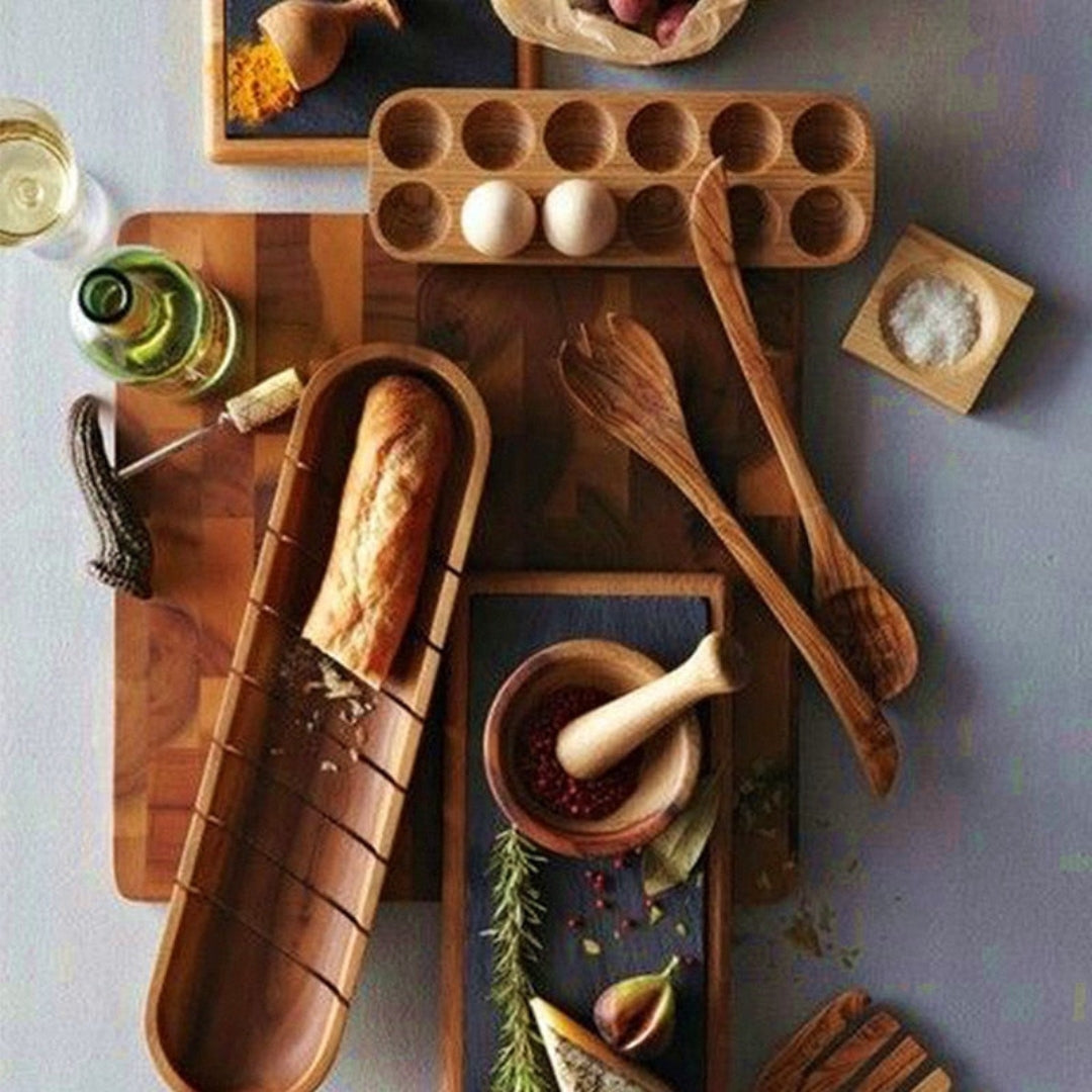 Artisan Wooden Egg Holder for Chic Kitchen Counter Storage