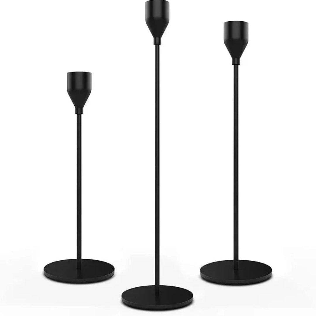 Sleek Metal Candle Holders for Warm Cozy Interior Decor Black