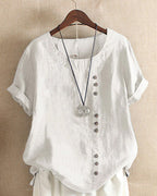 Women’s Casual Button Detail Blouse for Summer Styling White