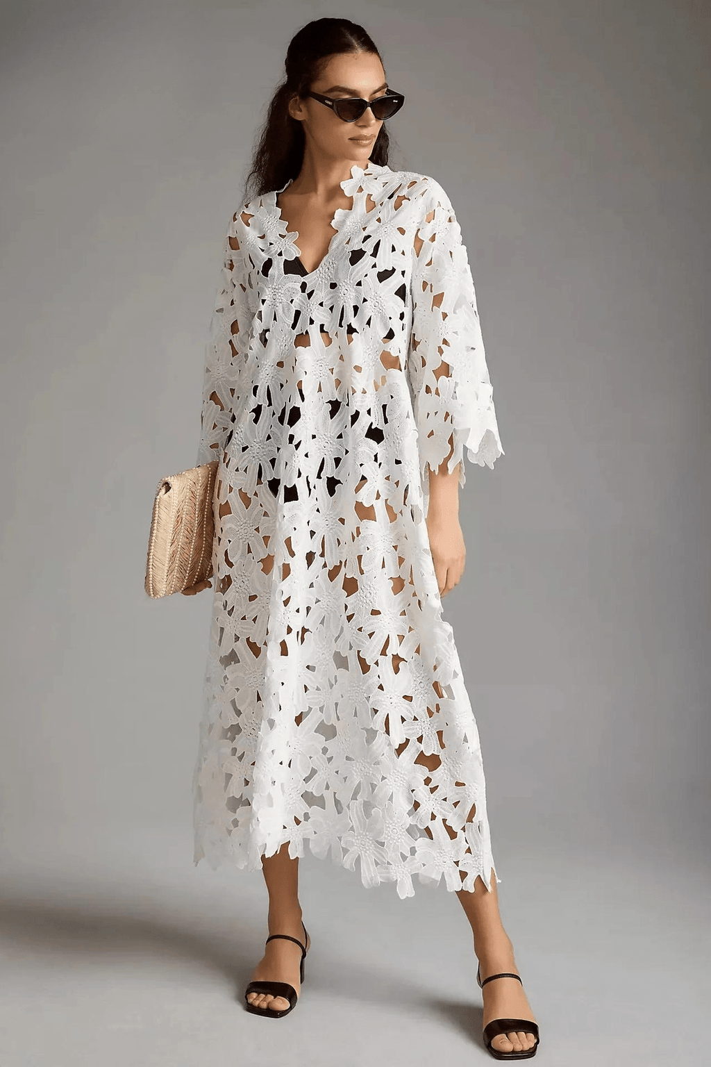 Women’s Elegant Maxi Dress – Flowy Boho Dress White One size fits all