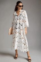 Women’s Elegant Maxi Dress – Flowy Boho Dress White One size fits all