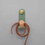 Nordic Pastel Wall Hook with Oak Wood and Brass Accent Trim