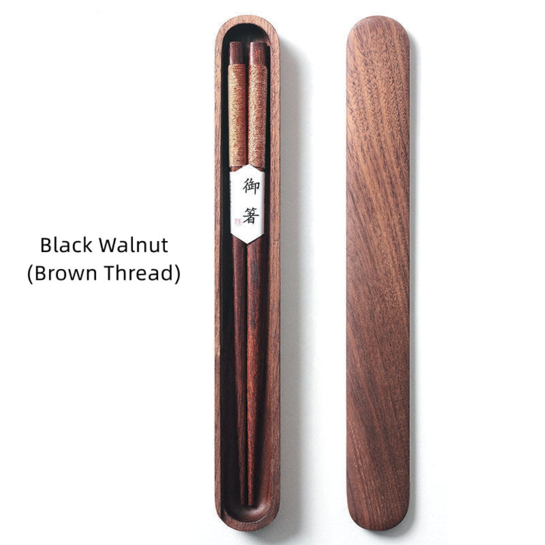 Handcrafted Walnut Wood Chopsticks with Decorative Wire Black Walnut Brown Wire