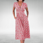 Women’s Elegant Floral Summer Dress – Relaxed Summer Dress Red