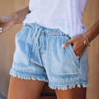 Women’s Stylish High-Waisted Denim Shorts for Trendy Looks Blue