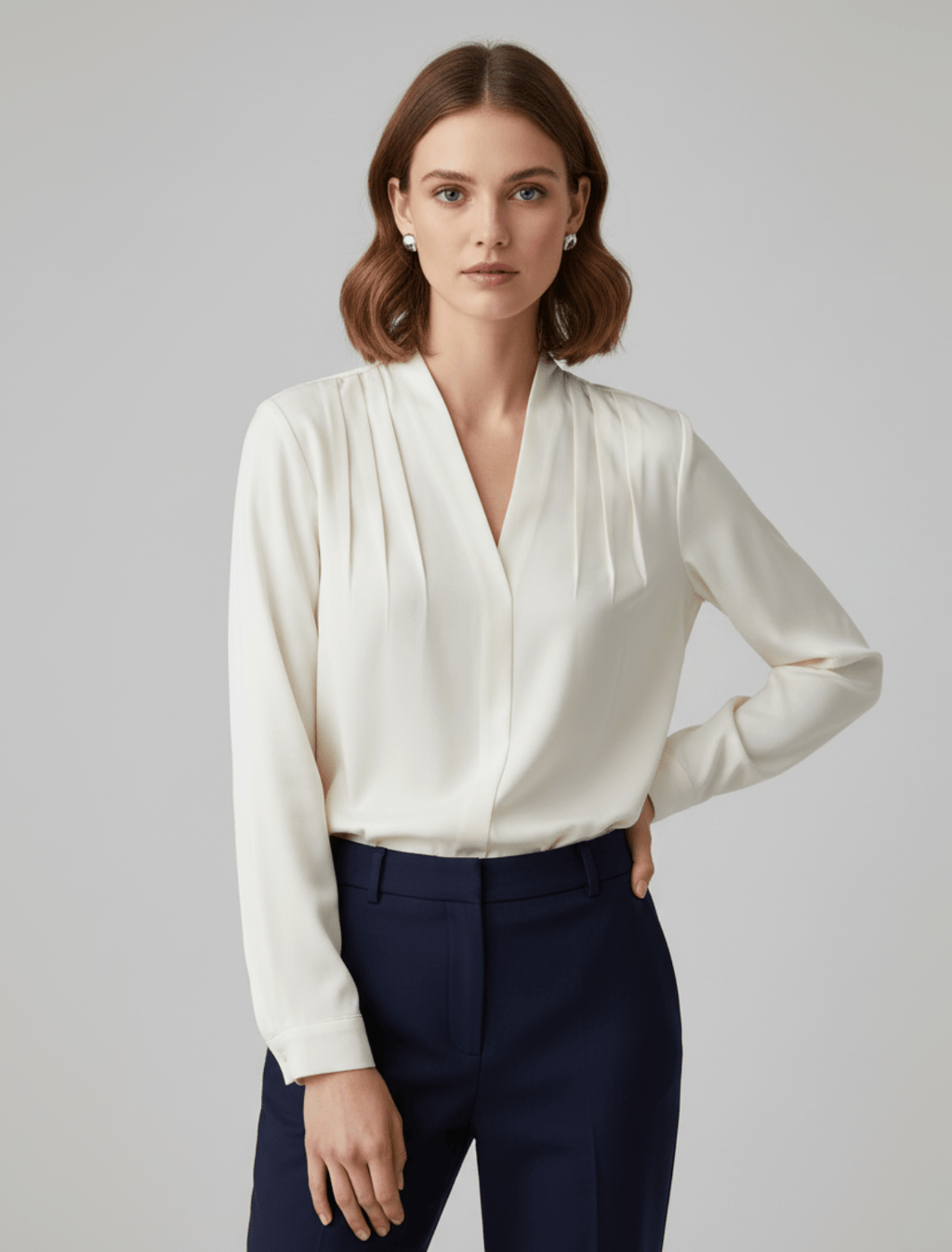 Women’s Puff Sleeve Blouse with Tailored Waist for Summer Styling Ivory