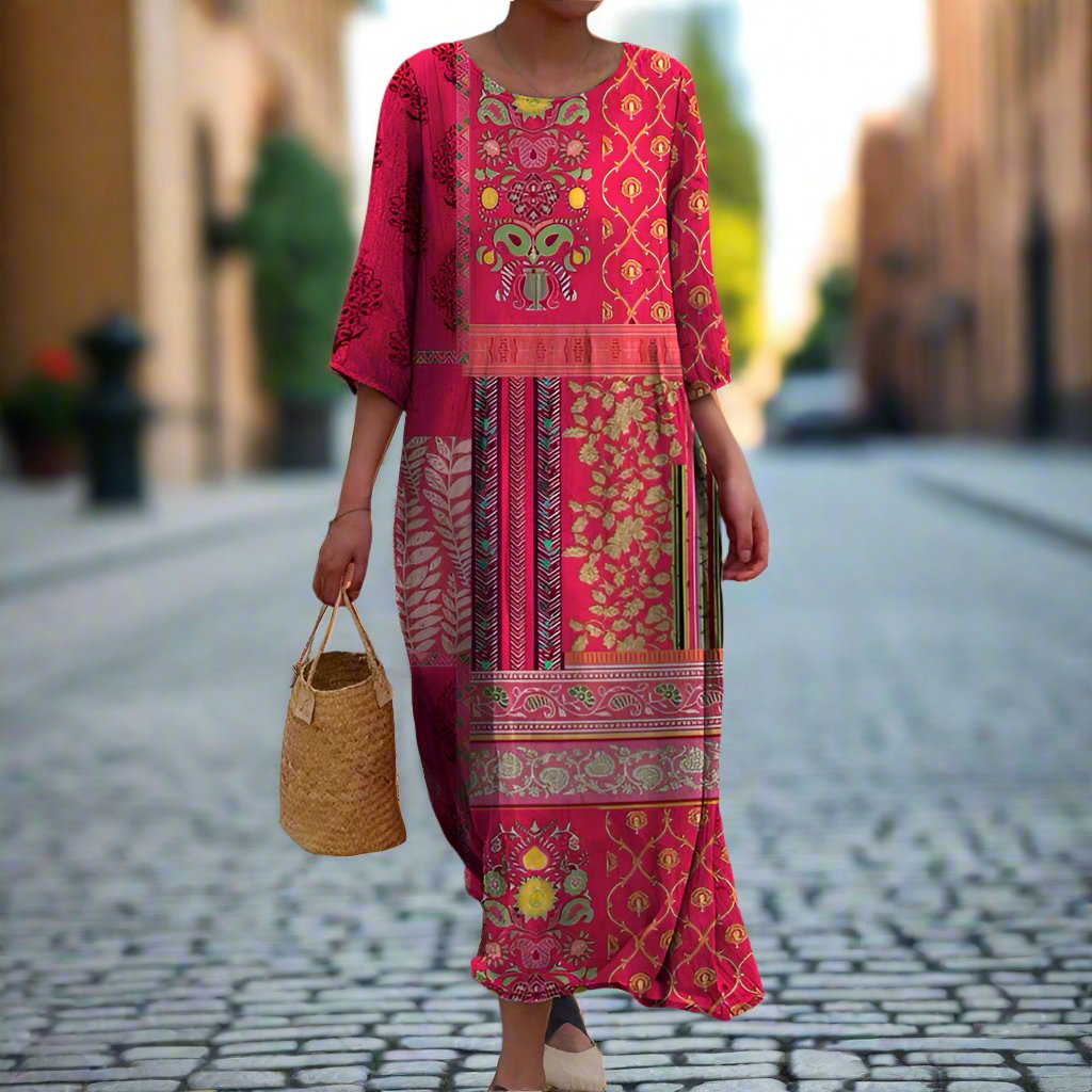 Women’s Ethnic Bohemian Maxi Dress – Flowy Boho Dress