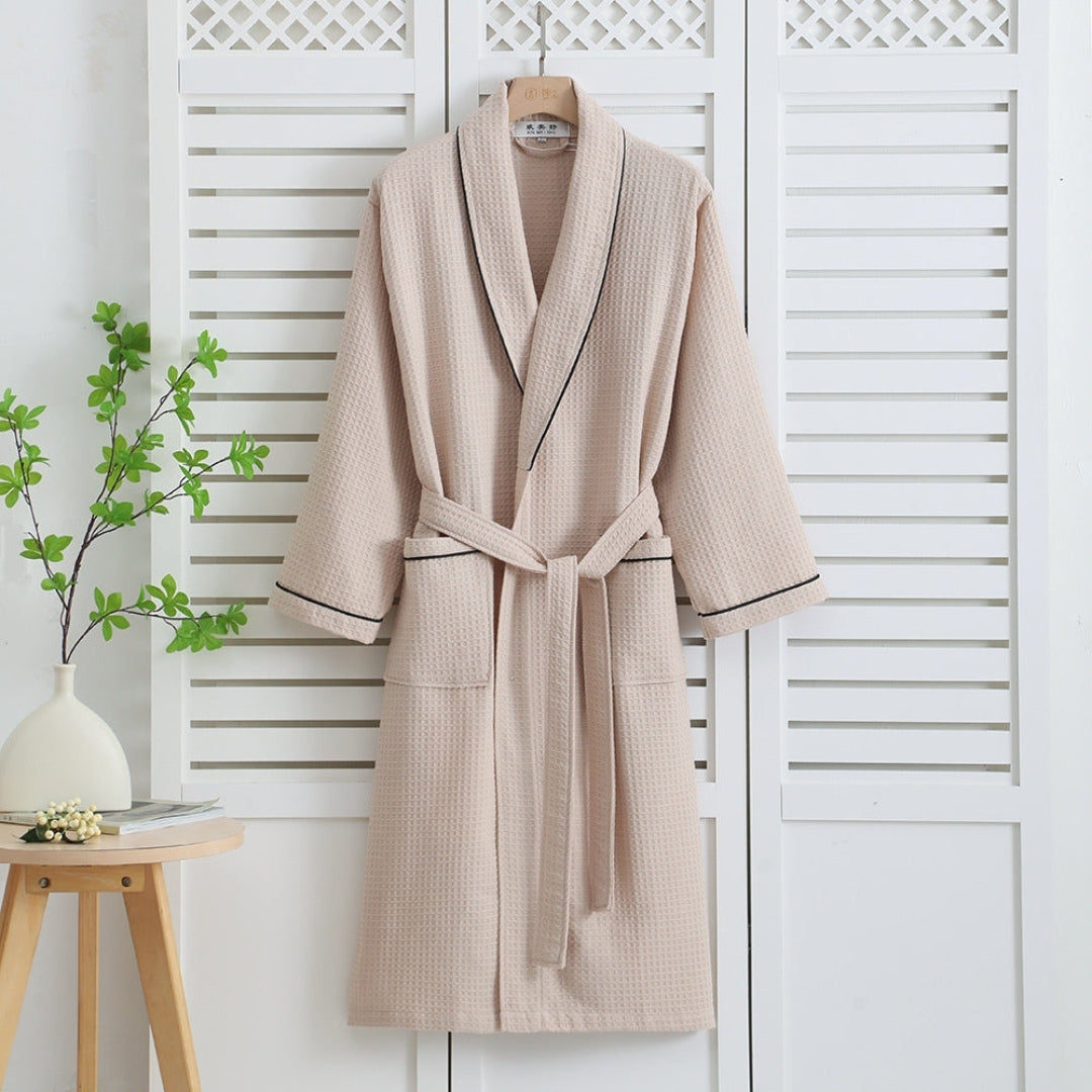 Plush Waffle Weave Bathrobe | Cozy Home and Lounge Use Khaki
