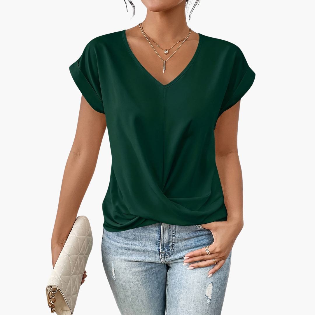 Women’s Casual T-Shirt with Flattering Heart Neckline Green
