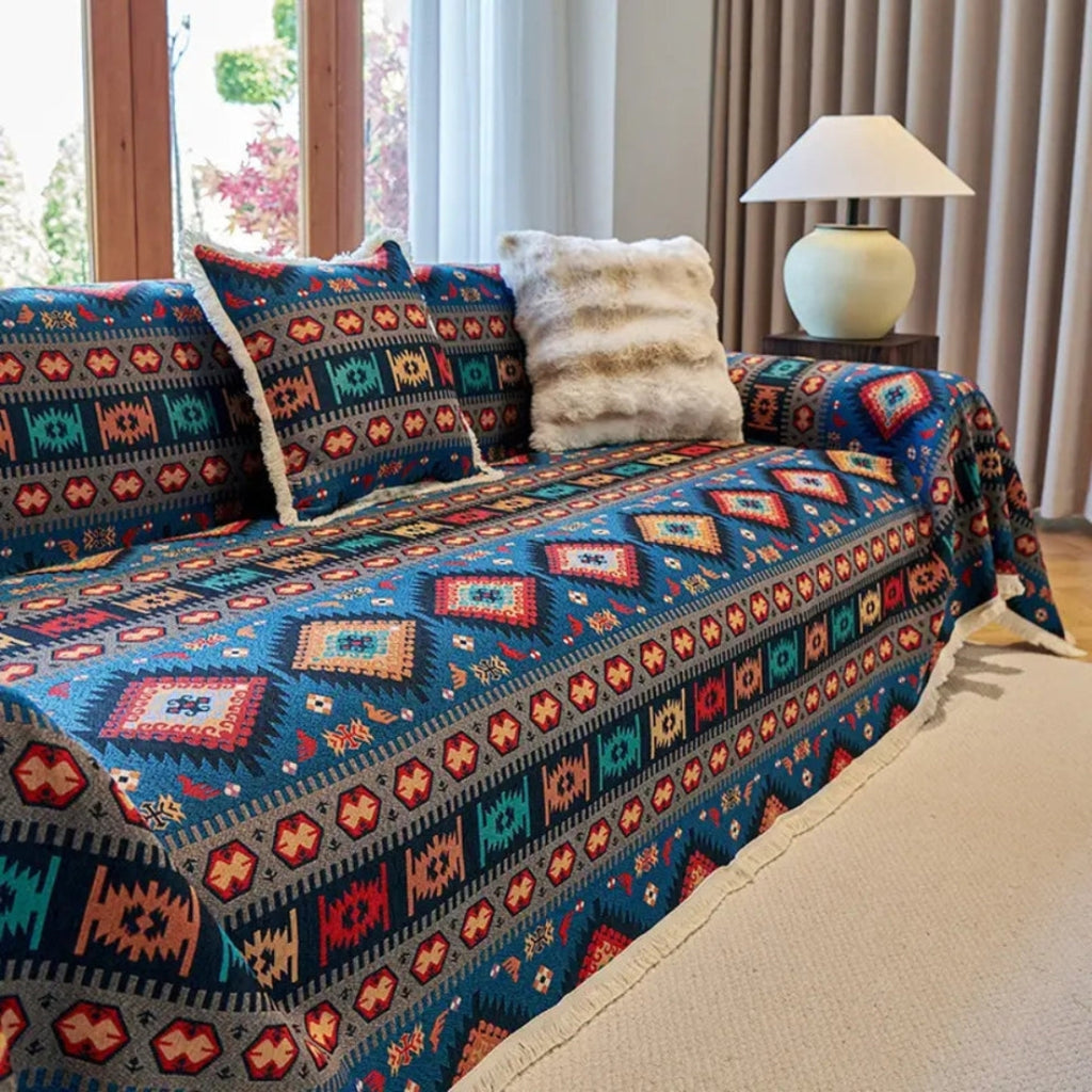 Modern Boho Couch Cover | Elastic Sofa Slipcover Protector