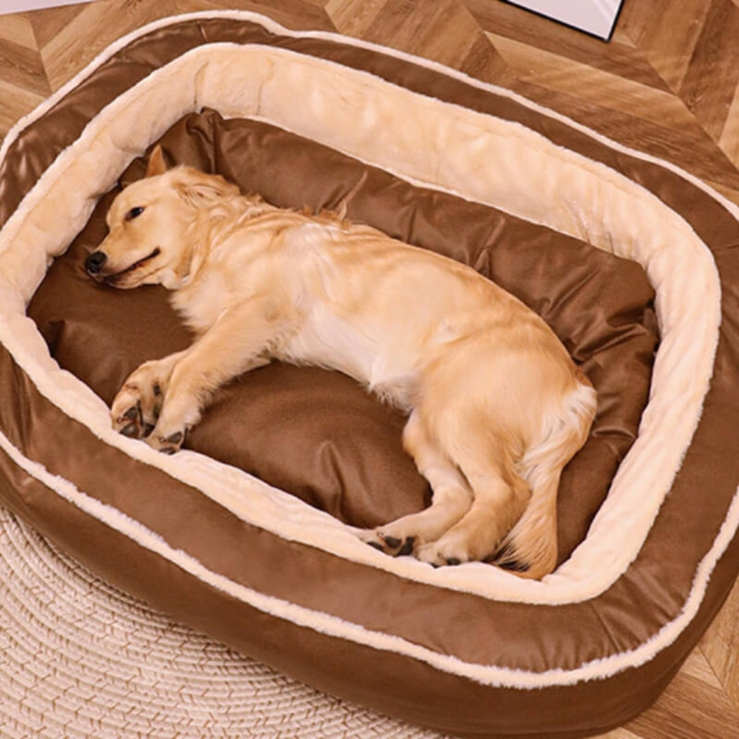 Supportive Large Orthopedic Dog Bed with Plush Comfort Sleep Brown