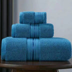 Premium Bath Towel Set for High Absorbency Daily Care Use Blue 3-piece towel set