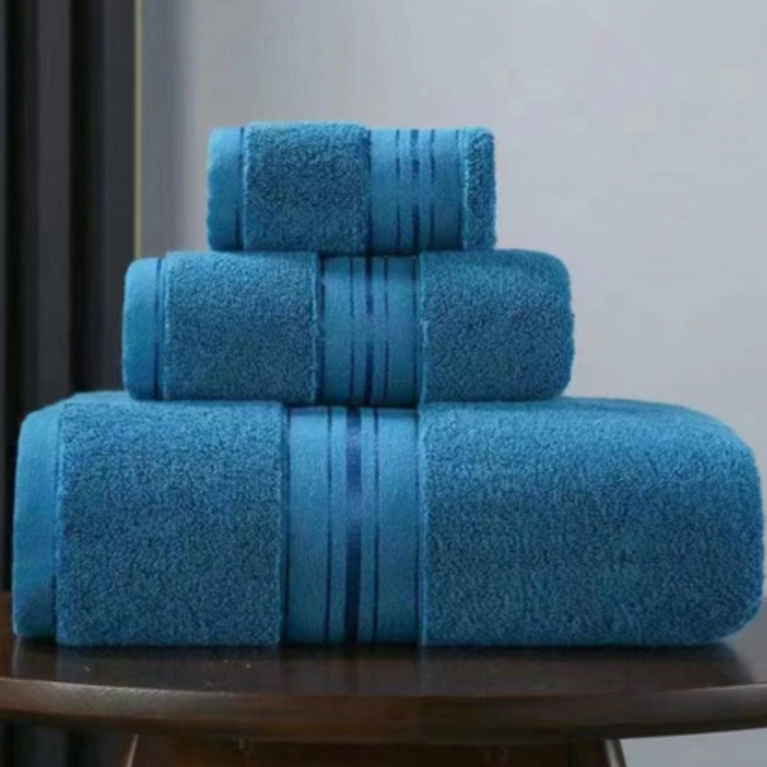 Premium Bath Towel Set for High Absorbency Daily Care Use Blue 3-piece towel set