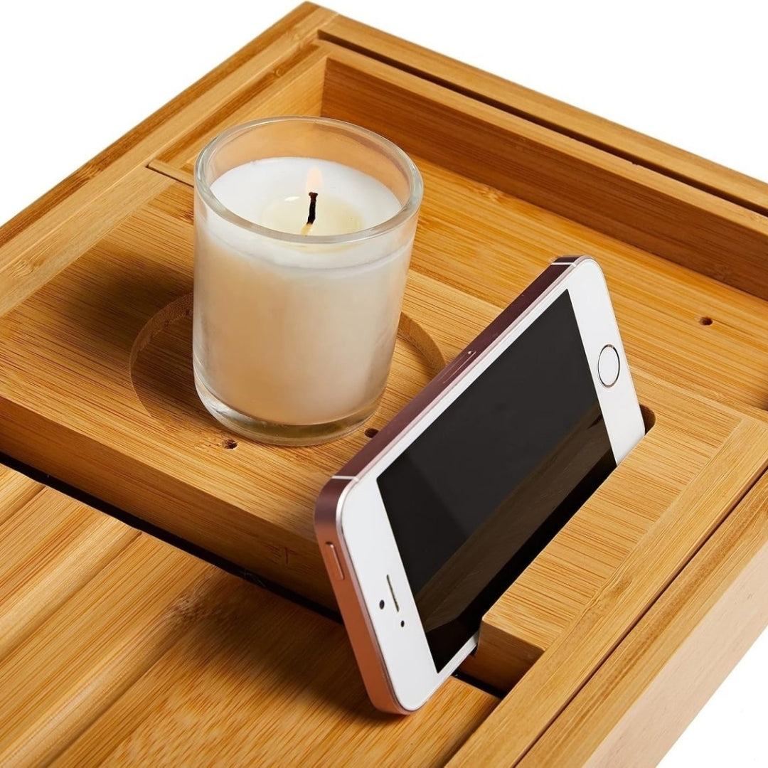 Modern Extendable Bamboo Bath Tray | Adjustable Caddy Tray