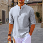 Men’s Elegant Up Collar Shirt for Effortless Sophistication Light Grey