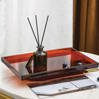 Minimal Orange Acrylic Serving Tray for Rectangular Round Use