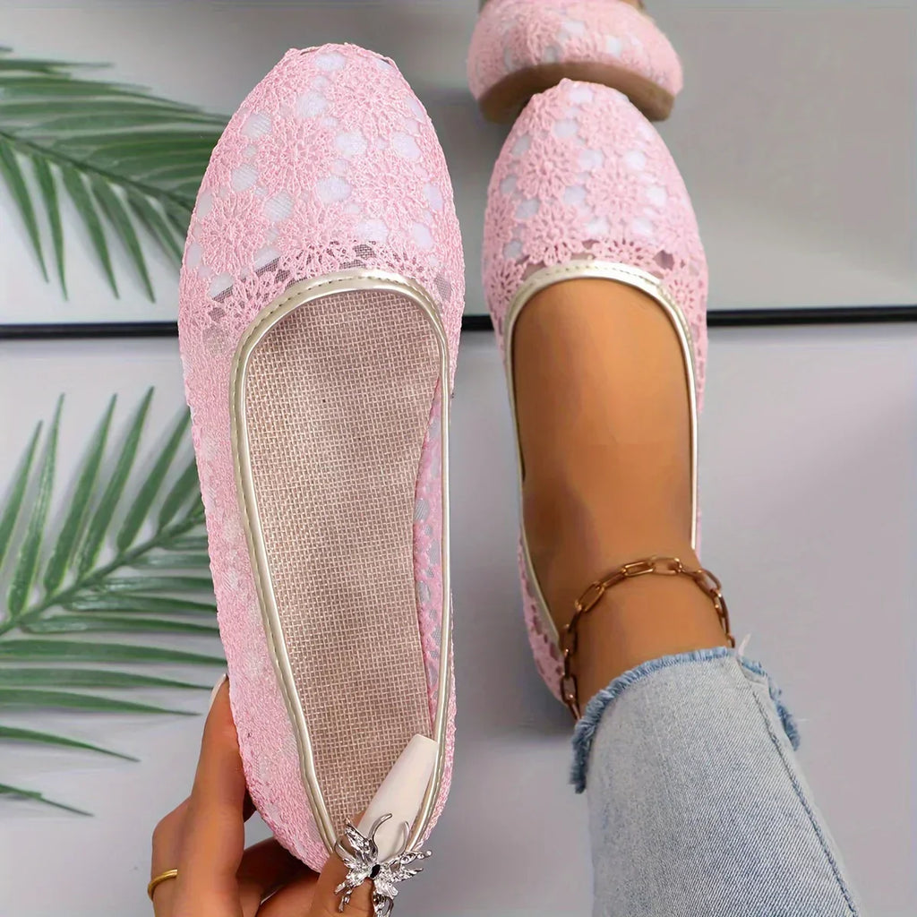 Women’s Floral Pattern Ballerina Flats Pink