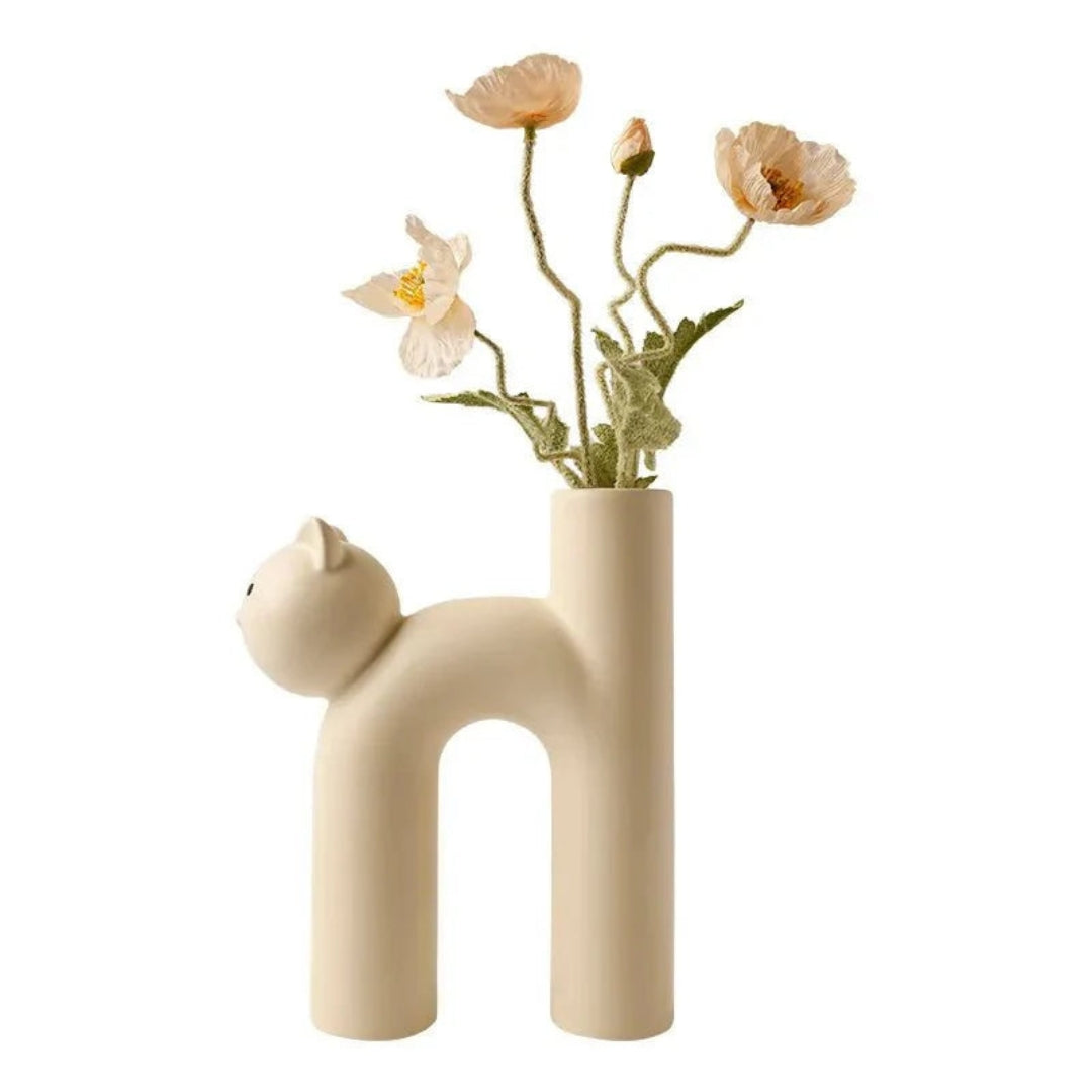 Minimalist H Shaped Cat Vase | Sculptural Ceramic Decor