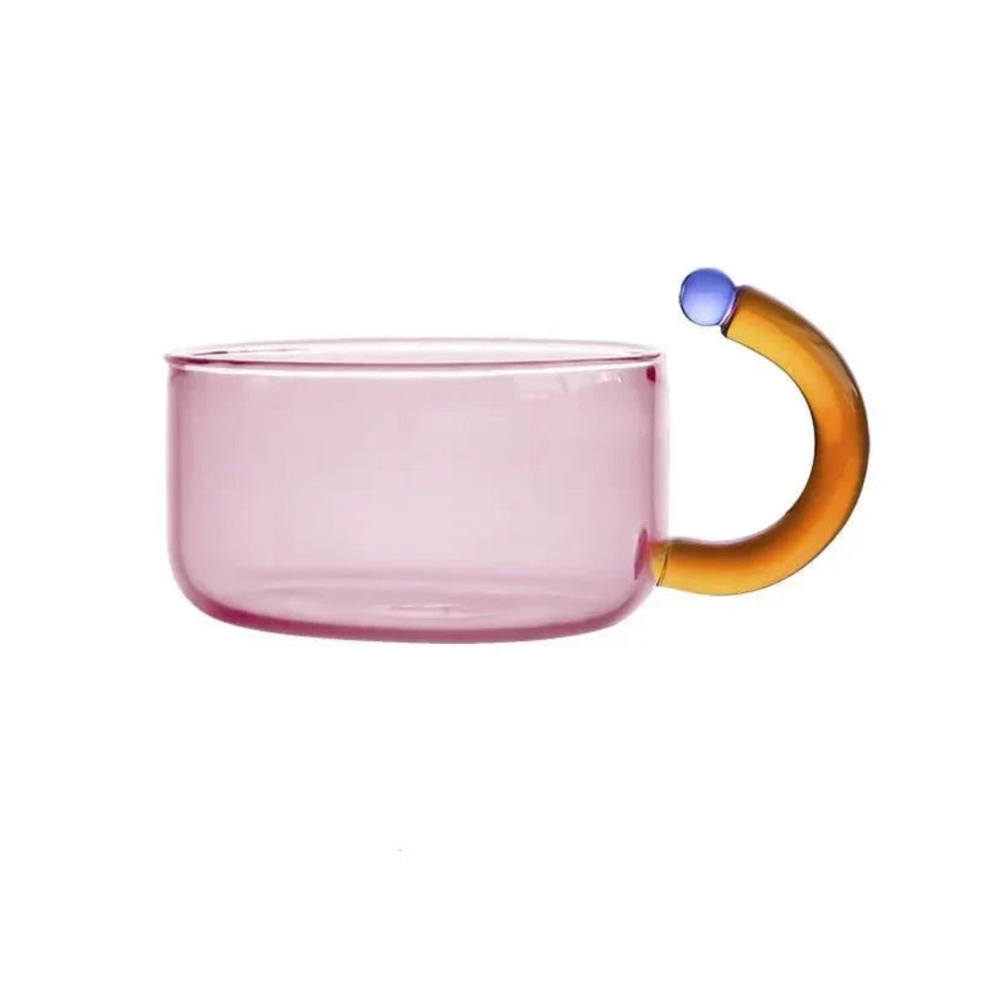 Minimalist Heat Resistant Glass Tea Set for Modern Kitchens Pink Cup