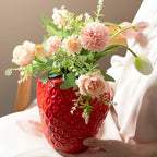 Designer Strawberry Ceramic Vase | Unique Tabletop Decor