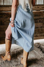 Women’s Fully Buttoned Long Denim Skirt