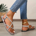 Women’s Braided Flat Sandals for Spring and Summer Casual Wear