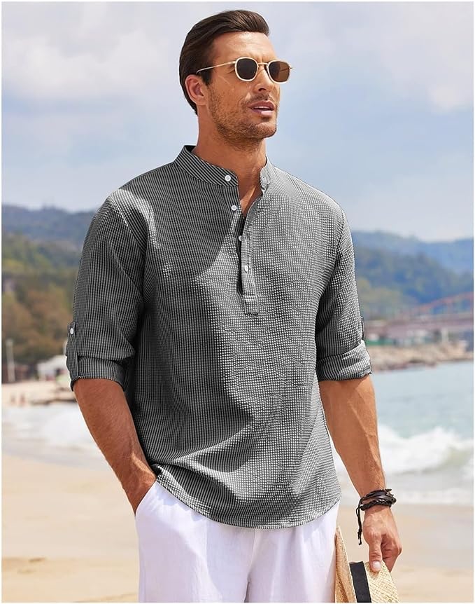 Men’s Lightweight Casual Shirt - Relaxed Fit Gray