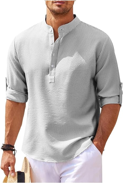 Men’s Lightweight Casual Shirt - Relaxed Fit Light Gray