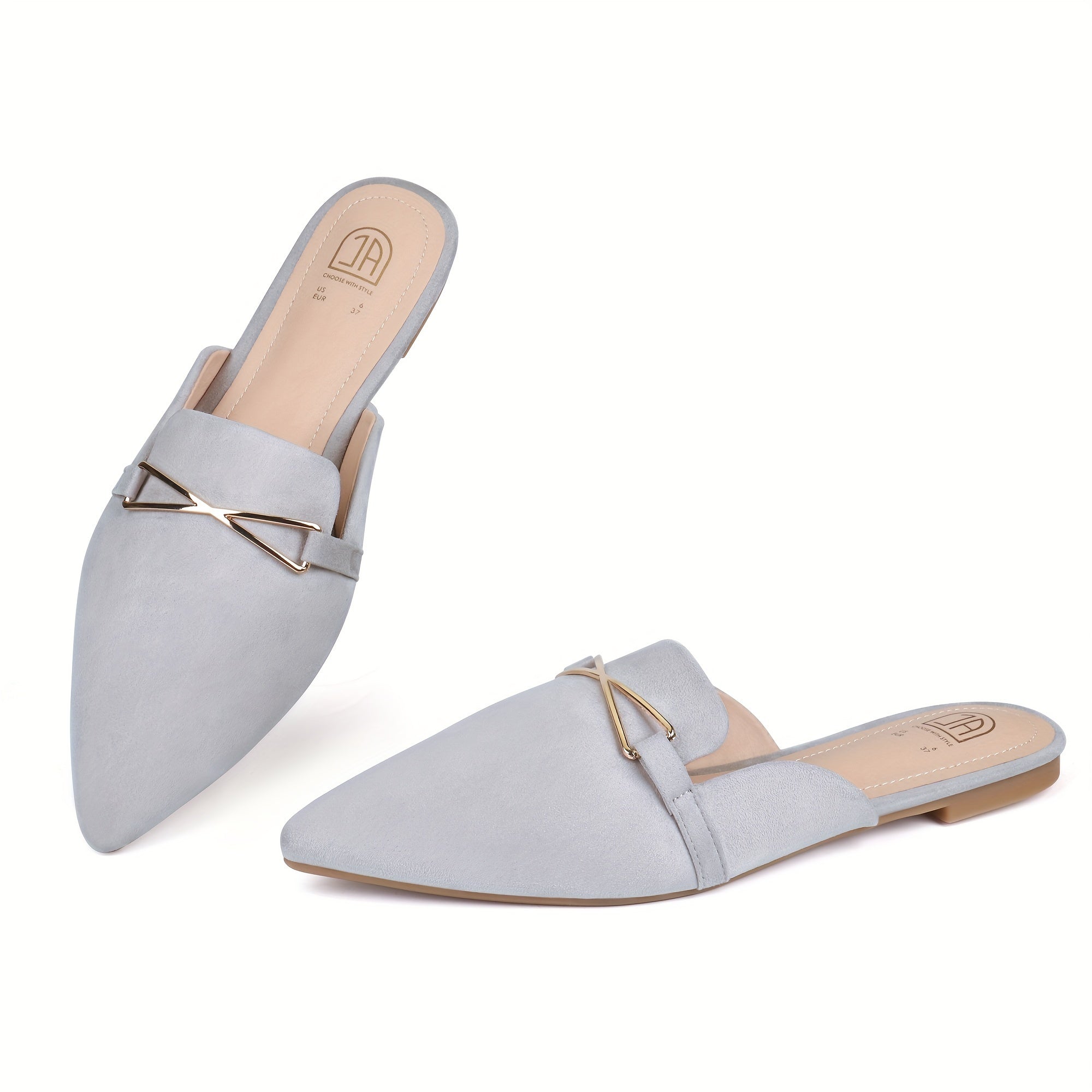 Women’s Fashionable Flat Mules – Casual Everyday Footwear Gray