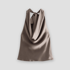 Women’s Elegant Backless Sleeveless Blouse Brown