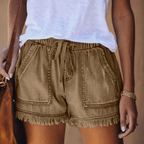 Women’s Stylish High-Waisted Denim Shorts for Trendy Looks Khaki