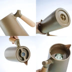 Modern Vacuum Carafe with Contoured Wooden Handle Finish