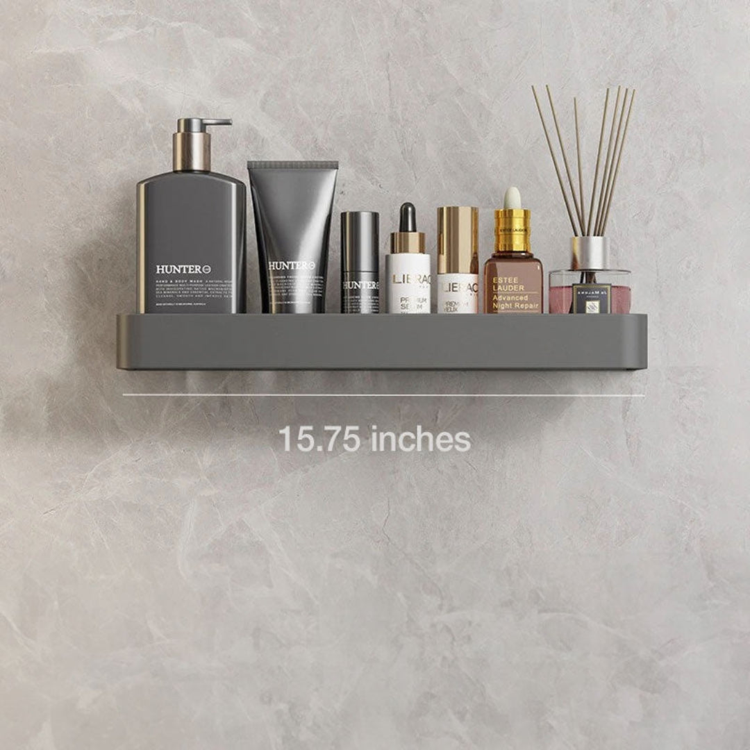 Modern Slim Wall Shelf with Adhesive Mount and Towel Bar 40 cm