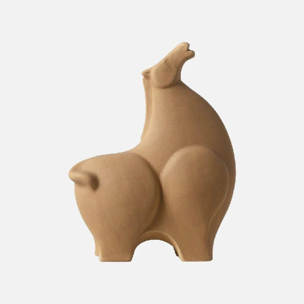 Sculptural Ceramic Animal Figure | Modern Interior Accent Brown Up