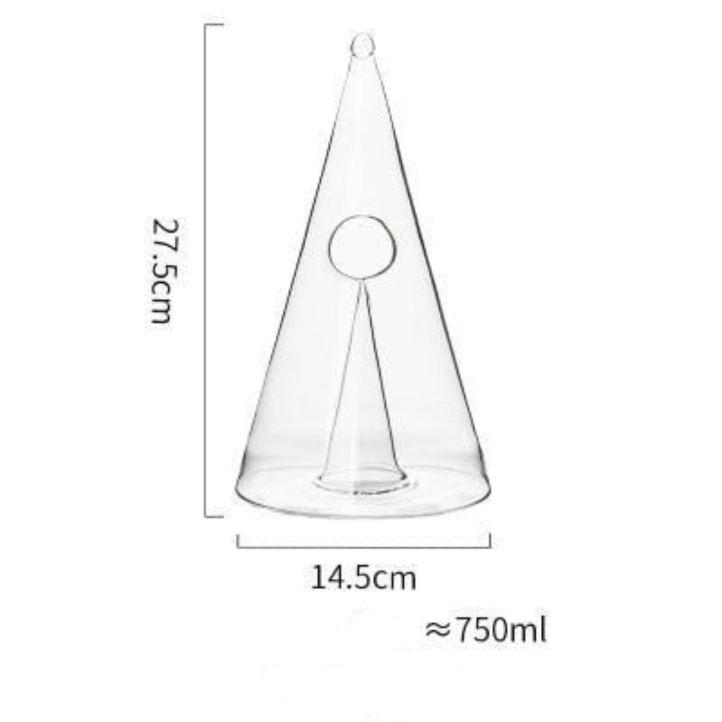 Modern Wine Decanter Carafe | Conical Glass Design Serve 750ml