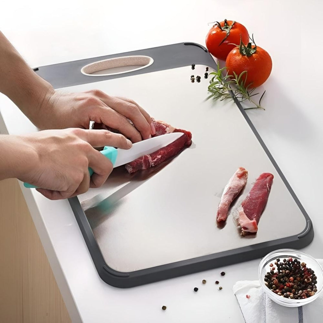 Premium Stainless Steel Cutting Board with Reversible Surface