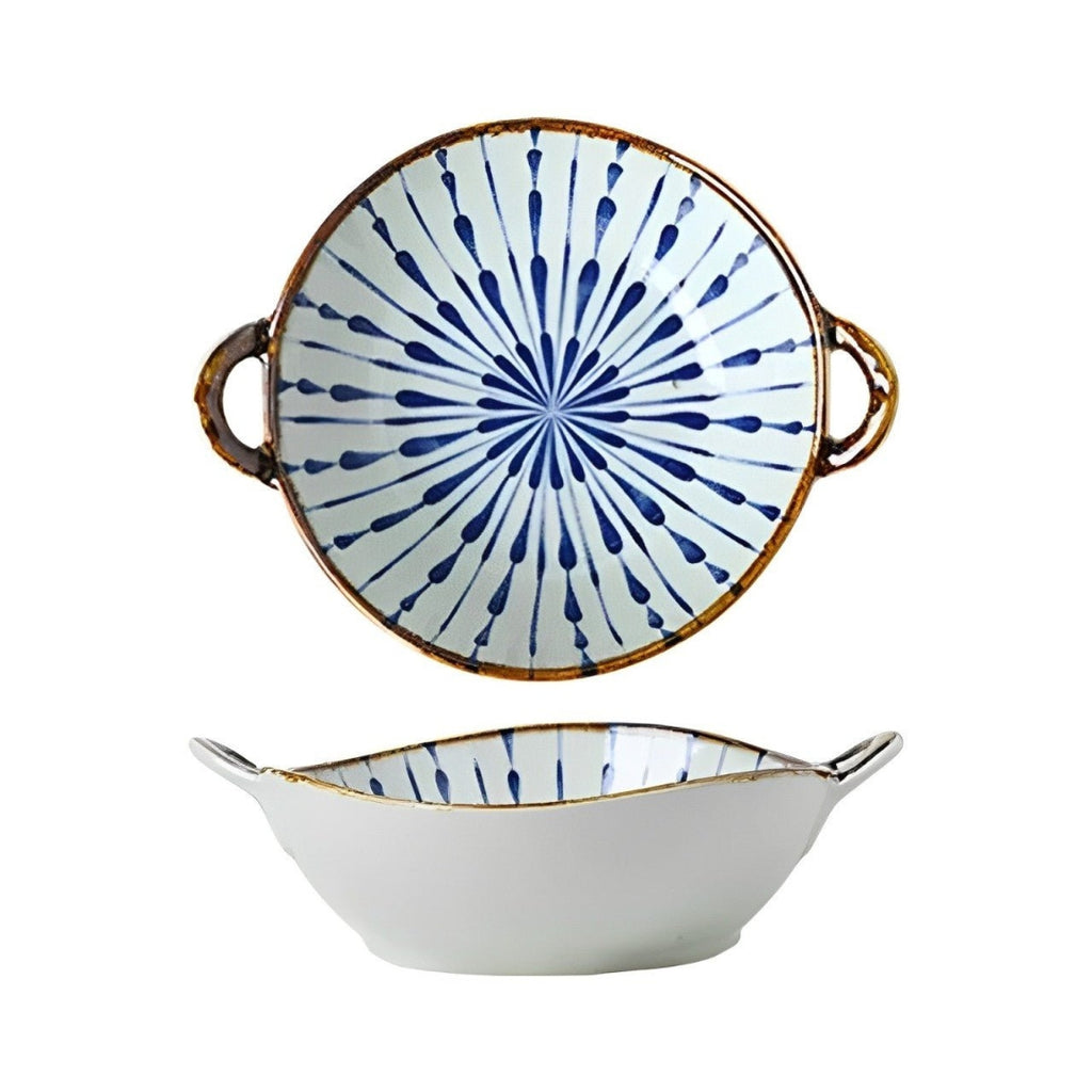 Minimalist Japanese Noodle Bowls | Ramen Soup Serving Set Blue pattern