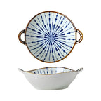 Minimalist Japanese Noodle Bowls | Ramen Soup Serving Set Blue pattern