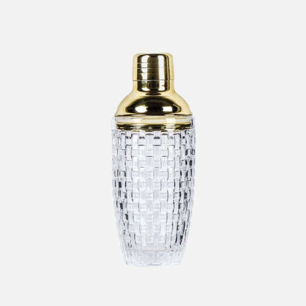 Elegant Glass and Gold Steel Cocktail Shaker for Home Bars Glass and steel