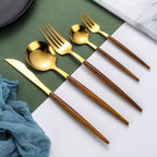 Wooden Handle Cutlery Set | Elegant Stainless Flatware Table Gold 6 Sets 30 Pieces