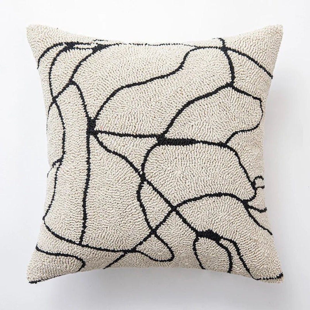 Hommfer – Beige and Black Geometric Tufted Cushion Cover Cushion cover C 45x45cm