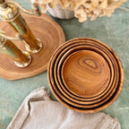 Artisan Nesting Wooden Bowl Collection | 5 Piece Set Serving