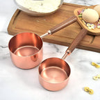 Premium Measuring Cups & Spoons | Steel Set with Wood Handle