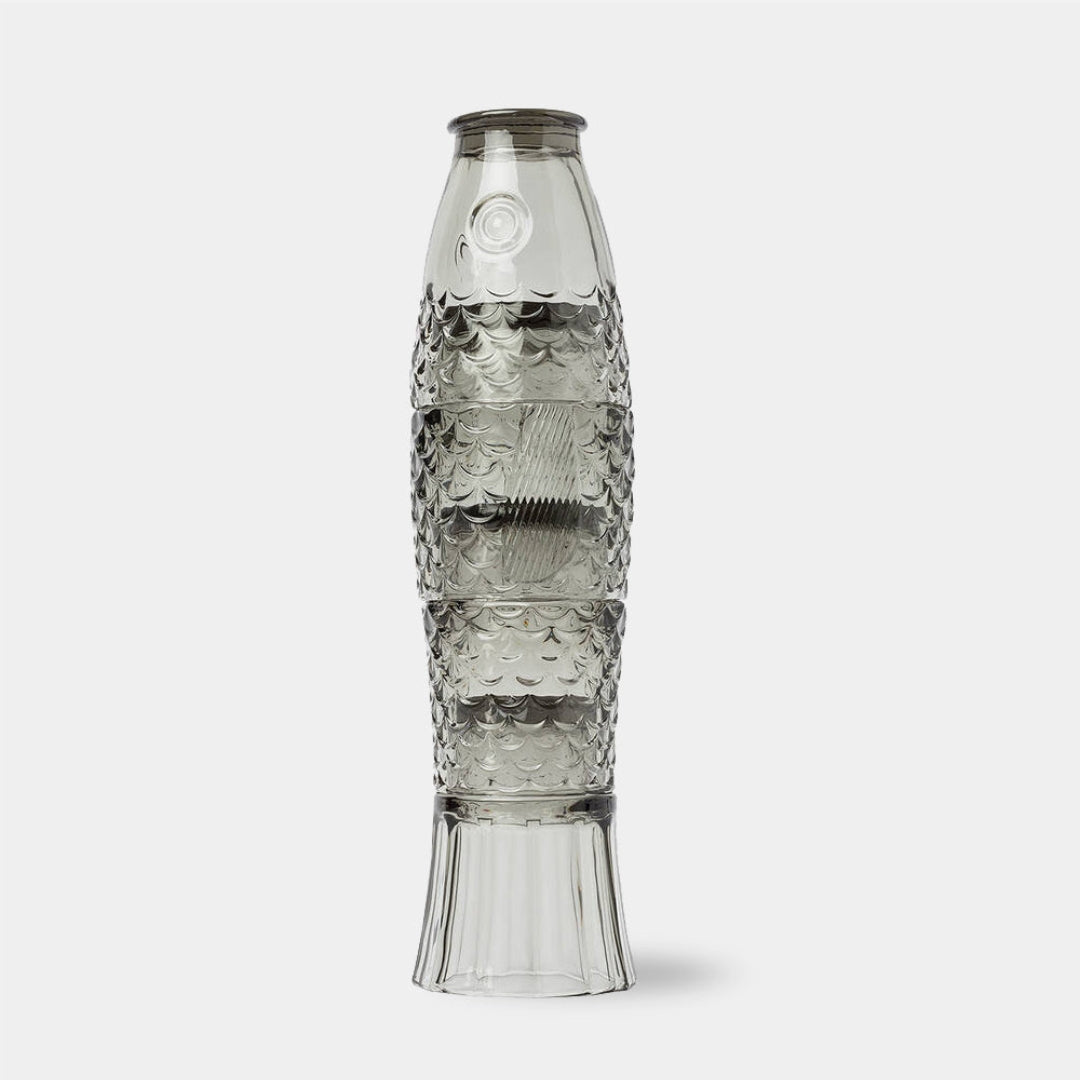 Playful Koi Fish Stackable Drinking Glasses Set of Four Grey 4 Piece Set