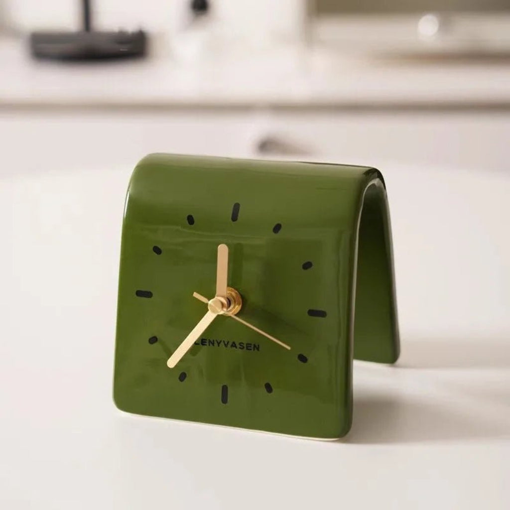 Minimalist Ceramic Desk Clock for Home Office Display Decor Green
