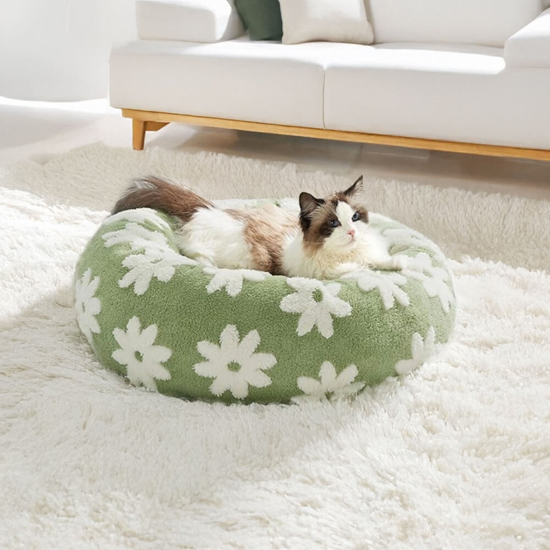 Cozy Orthopedic Dog Bed Featuring Floral Checkerboard Style