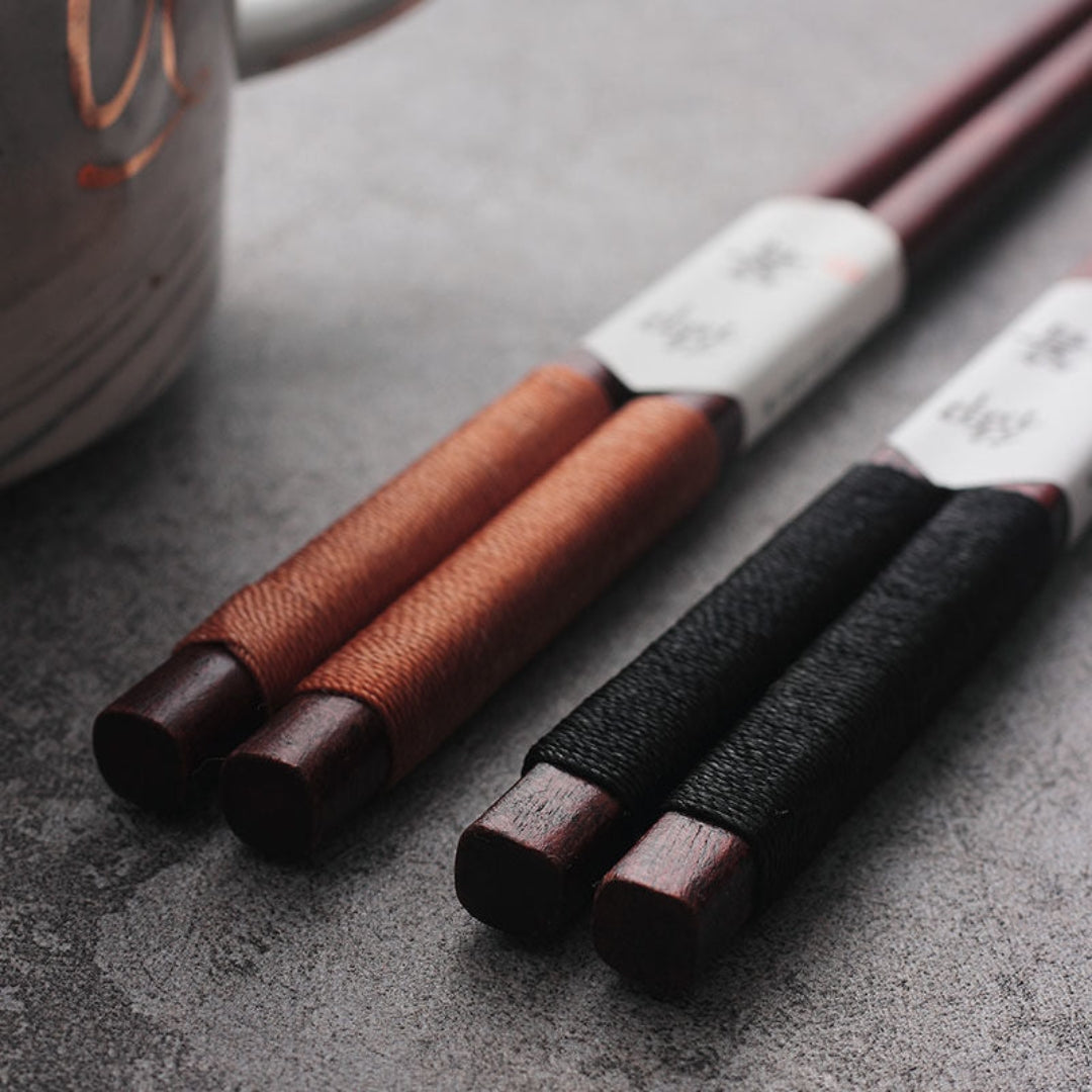 Handcrafted Walnut Wood Chopsticks with Decorative Wire